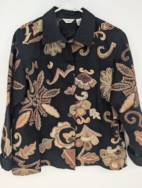 Vintage Laura Ashley Petite Medium Embroidered Denim Jacket Floral Grandmacore